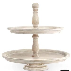 Martha Stewart Collection Garden Party Whitewashed Wood 2-Tier Server